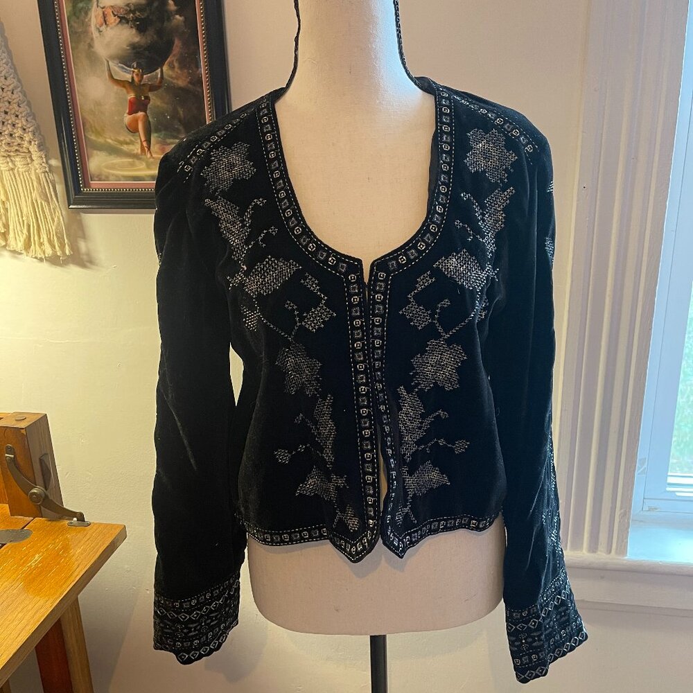 Embroidered Black Velvet Jacket